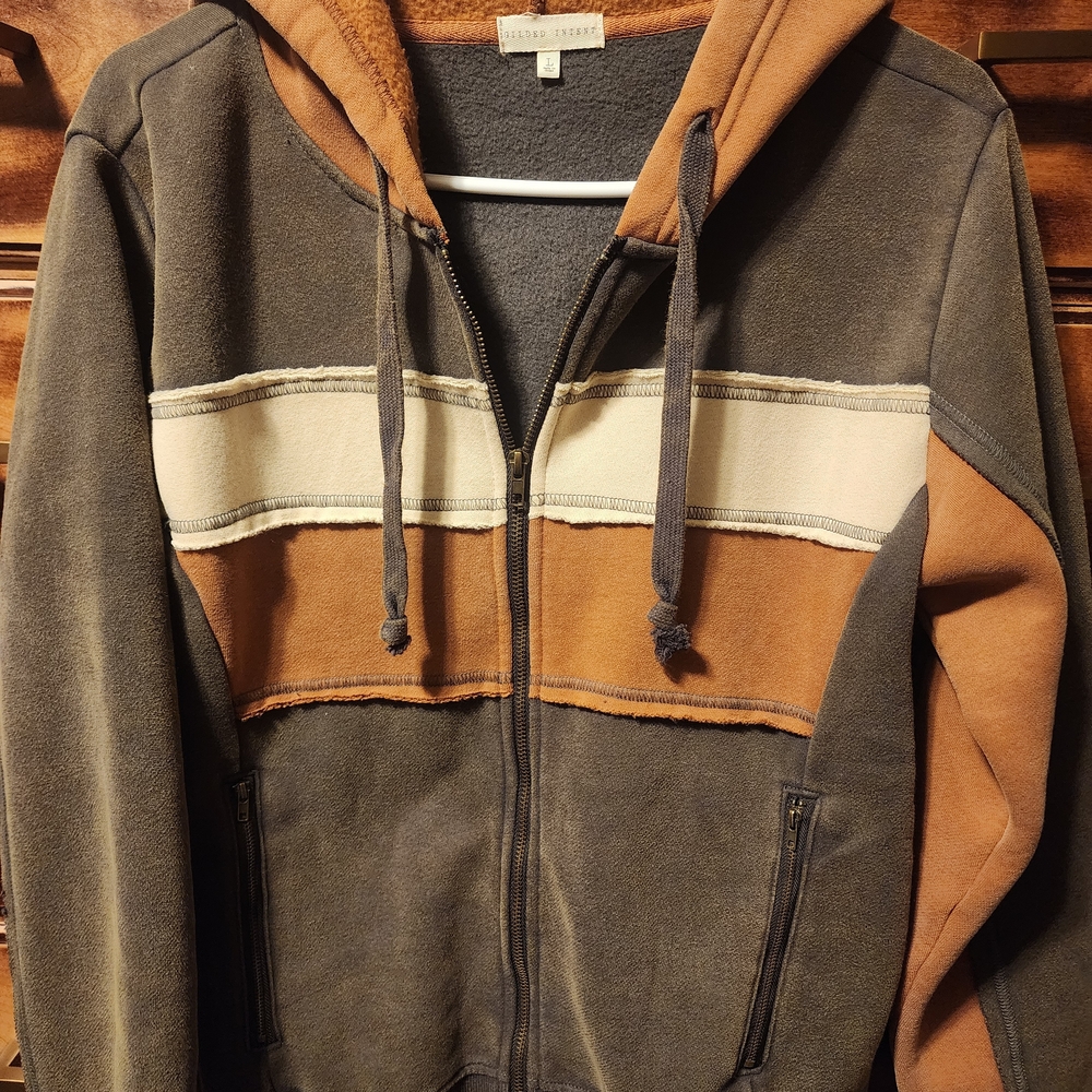 Gilded Intent Tri-Tone Hoodie - Black, Cream, Tan - NWOT - NEVER WORN